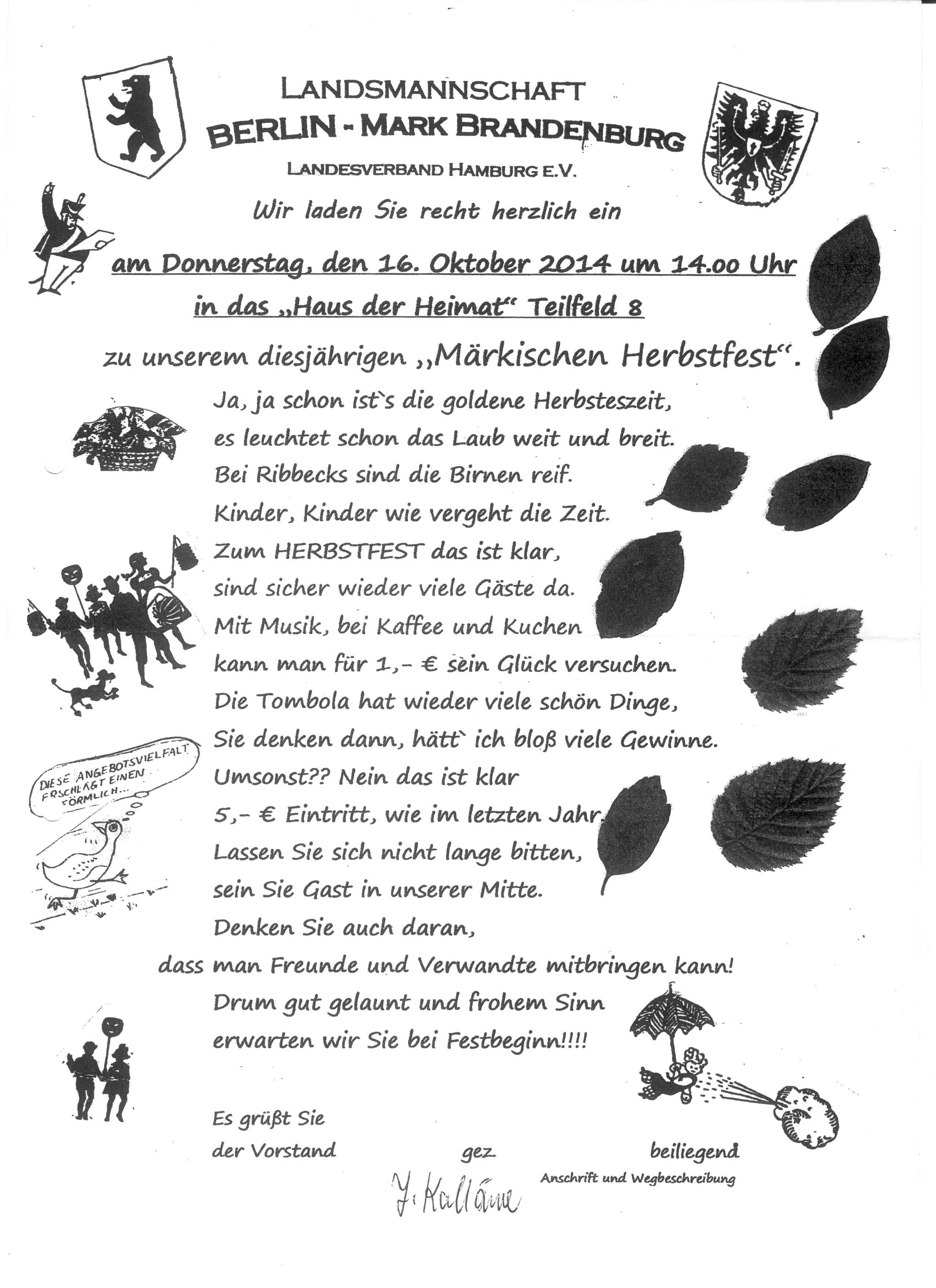 Einladung Märkisches Herbstfest 2014